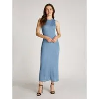 Tommy Hilfiger Strickkleid RAYON CABLE LONG FLARED DRESS NS mit Zopfmuster