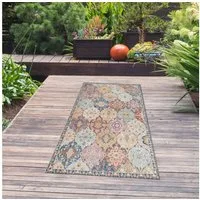 TeppichHome24 Outdoorteppich Bunter Vintage Outdoor Teppich flach und pflegeleicht, Rechteckig