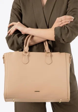 Wittchen Damen-Laptoptasche, 14, 5 Zoll, Kunstleder, Beige, Öko-Leder