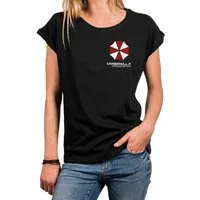 MAKAYA Print-Shirt Damen Umbrella Corp. Motiv Damenshirt Sommer Top Tunika Frauen große Größen