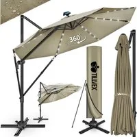 tillvex Sonnenschirm tillvex® LED Premium Alu Sonnenschirm 330 cm + Abdeckung & Windsicheru, Premium-Series, inkl. Regenabdeckung, Ampelschirm 6-fach Verstellbar mit Kurbel