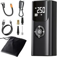 Quntis Akku-Luftpumpe 4000 mAh 150 PSI Elektrische Luftpumpe mit Bildschirm, Mit USB & Licht (Set, 2-tlg), für Camping und Fahrrad, als Taschenlampe und Powerbank