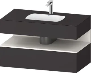 Duravit Qatego Einbauwaschtisch mit Konsolenwaschtischunterbau Graphit Supermatt 1000x550x600 mm - Q QA4786084800000