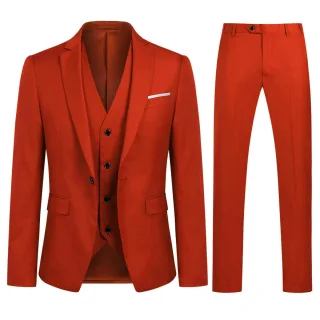 3-teiliger Slim Fit Ein-Knopf-Modeanzug in Rot