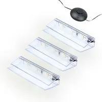 kalb LED Glaskantenbeleuchtung LED Glaskantenbeleuchtung Clip Set 3000K/5000K Transparent Plug & Play, 3er Set kaltweiß