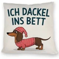 speecheese Dekokissen Dackel im Hemd - Ich dackel ins Bett Kissen