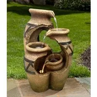 Wehmann Gartenbrunnen Solarbrunnen "Kreta", 33,00 cm Breite, Komplettset mit Solaranlage, Pumpe und Beleuchtung