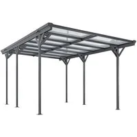 Juskys Einzelcarport, BxT: 305x503 cm, 217 cm Einfahrtshöhe, Flachdach mit UV Schutz, hohe Wind und Schneelast