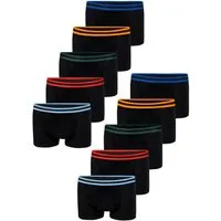 LOREZA Boxershorts 10er Set Jungen Boxershorts Baumwolle - Streifen- Schwarz (Spar-Packung, 10-St)