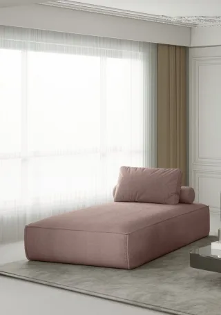 Chaiselongue Sezlong Liege CELES in Stoff Scala Rose