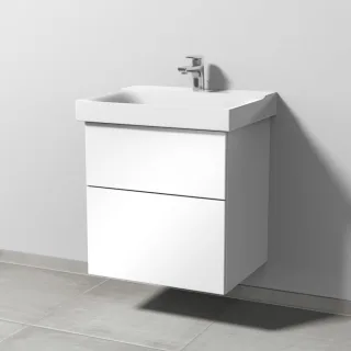 Sanipa 3way Waschtischunterbau zu Geberit Xeno2 Waschtisch mit 2 Auszügen, Weiß-Glanz SF66078
