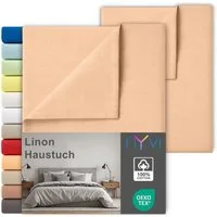NYVI Betttuch Linon Deluxe Bettlaken ohne Gummizug aus 100% atmungsaktiver Baumwolle, Baumwolle, (2 Stück), Betttuch auch als Sommerdecke nutzbar, OEKO-TEX 100, Bei 60°C waschbar