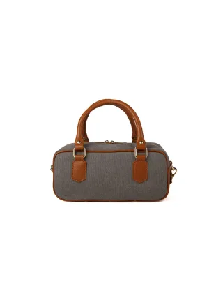 Giulia Monti Schultertasche Grau Beige Goldbraun