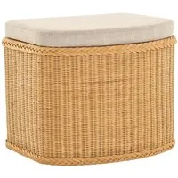 Krines Home Wäschetruhe Wäschekorb bauchig Sitz Truhe Sitzbank mit Deckel Sitzhocker Polster (Wäschebox mit Inlett), Sitzbank mit Stauraum