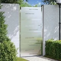 vidaXL Gartentor, Gartentor mit Schloss Silber 96 x 180 cm Edelstahl