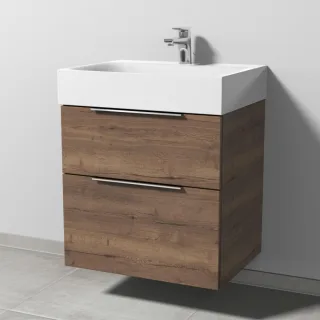 Sanipa 3way Waschtischunterbau zu Kaldewei Silenio Waschtisch mit 2 Auszügen, Eiche-Tabak UM45550