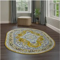 OTTO home Teppich Oriental, Made in Belgium, oval, Höhe: 7 mm, Orient-Optik, mit Bordüre, Kurzflor, pflegeleicht, elegant