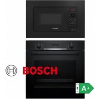 BOSCH Backofen-Set Einbau Backofen und Mikrowelle einbau Sparset -Autark mit Teleskop, mit 1-fach-Teleskopauszug, Uhr, Timer, Teleskopauszug, Grill