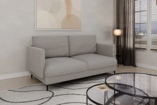 Sofa Designersofa HELMER 2-Sitzer Stoff Vibe Grau