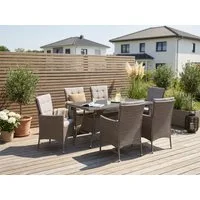 KONIFERA Garten-Essgruppe Mailand, (Set, 19-tlg., 6x Sessel, 6x Sitzauflagen, 6x Rückenauflagen, 1x Tisch), Tischplatte aus Sicherheitsglas, Staufläche unter dem Tisch