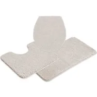 OTTO home Badematte Inga, Badezimmer Teppich, Badvorleger, Höhe 20 mm, rutschhemmend beschichtet, schnell trocknend, strapazierfähig, fußbodenheizungsgeeignet, Polyester, rechteckig, 3tlg Set Stand WC, Badteppich, unifarben, weich, als halbrund und r