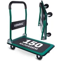 VONROC Transportwagen Plattformwagen klappbar, (150kg - 360° drehbare Gummi-Räder), Rollwagen mit Griff und Antirutsch Oberfläche