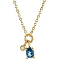 Glizz Kette mit Anhänger GL8643, für Damen Gold 333/8K Collier mit Diamant und Saphir