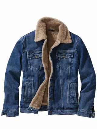 Mey & Edlich Herren Sherpa-Jeansjacke Blau 100 % Baumwolle (bio)