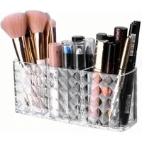 Refined Living Organizer Make Up Organizer, Makeup Pinsel Organizer Becher, mit 3 Fächern (Kosmetik Organizer, Acryl Schminkpinsel Aufbewahrung, Transparent,für Eyeliners Lippenstift Wimperntusche Kosmetikpinsel Schminkpinsel, Eyeliner Organizer, 1 S