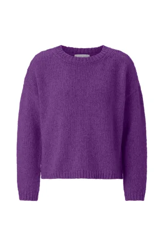 Rich & Royal - Crew-Neck Shiny Mouliné royal plum - Gr. - XS