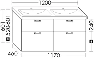 Burgbad Waschtischunterschrank System 30 Preisgruppe 4 Sana 601x1170x460 Trend- oder RAL-Farbe WZFD117F5348