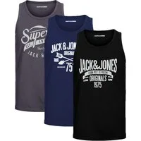 Jack & Jones Tanktop Bequemes Slimfit Shirt mit Printdruck (3er-Pack) mit Print