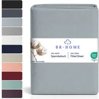 BR-Home Spannbettlaken bis zu 25cm, 100% Baumwolle Jersey Bettlaken, Spannbetttuch 145 g/m², Gummizug: rundum, (1 Stück), Rundumgummi, Atmungsaktiv