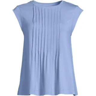 Kurzärmeliges Biesenshirt aus Baumwolle/Modal-Mix für Damen, Damen, size: regular, Blau, Baumwolle Modal, by Lands' End