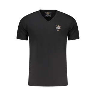 Aeronautica Militare Schwarzes Baumwolle Herren T-Shirt