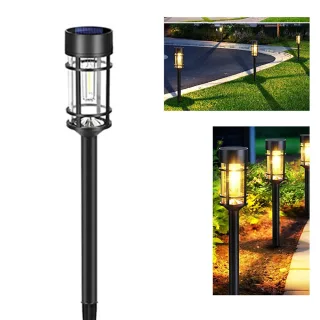 Elfeland Solar Tungsten Filament Lawn Light 21.5" Tall LED Garden Spike Lamp IP65 Waterproof Rechargeable Solar Pathway