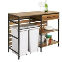 SoBuy Küchenbuffet FSB71, Kücheninsel freistehend, Küchentisch Küchenwagen, Vintage Sideboard mit 1 Schublade und 2 offnen Ablagen Küchenschrank