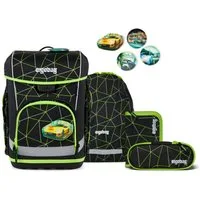 ergobag Schulranzen Schulranzen-Set CUBO LIGHT CyBär Race 5-teilig, 25/26 (5-teilig), Superleicht, Hugging-Rückensystem, für kleine/schmale Kinder