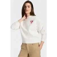 HUGO Sweater Delessa Baumwoll-Terry mit Rundhals