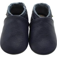 Yalion Weiche Leder Lauflernschuhe Hausschuhe Lederpuschen Dunkelblau Krabbelschuh