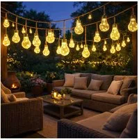 GLOBO LIGHTING LED Solarleuchte, LED-Leuchtmittel fest verbaut, Warmweiß, Solarlichterkette 20x LED Glühbirne amber Gartendeko Außenlampe Balkon