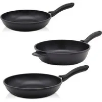 Krüger Pfannen-Set Aluguss Pfannenset LEIPZIG, 3 tlg., Aluminiumguss (Set, 3-tlg., 1x Bratpfanne Ø 20 cm, 1x Bratpfanne Ø 28 cm, 1x Schmorpfanne Ø 24 cm), hochwertige Antihaft-Versiegelung