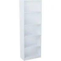 Home Collective Bücherregal mit 5 Ebenen Regal in matter Ausführung 58 cm breit, Standregal, strapazierfähige Laminatplatte, 16 mm dick, mit 4 Einlegeböden, ideal für Schlafzimmer, Wohnzimmer, Flur weiß