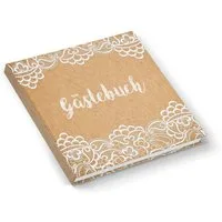 Logbuch-Verlag Dekofigur Gästebuch Kraftpapier-Optik braun weiß leeres Buch Hardcover 21 x 21