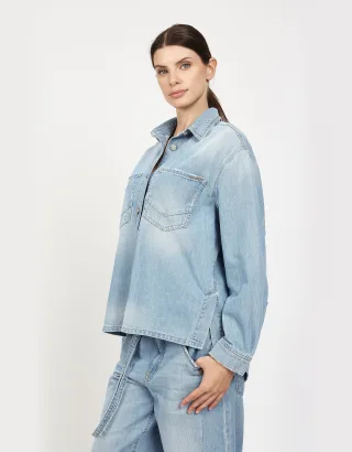 GANG Damen 94NALA OVERSHIRT - oversized fit blue vintage
