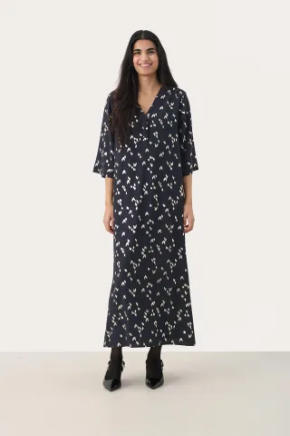 Kleid Gerade Passform Navy Foil Print navy