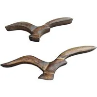 Deko-Impression Wanddekoobjekt Maritimes Wandobjekt Wanddeko 2 Möwen Mangoholz massiv 27+17 cm (2 St)