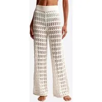Imily Bela Strickhose Damen Häkelhose weitem Bein Wellen-Häkelmuster Strand Bikini Sommer (Packung, 1-tlg., 1per-Pack) gehäkelt mit durchbrochenem Muster in Unifarbe