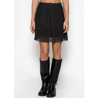 SASSYCLASSY Plisseerock Mini Plissée Rock Damen mit Gummibund Elegant A-Linien-Rock kurz aus Chiffon mit Unterrock und Ton in Ton Nähten