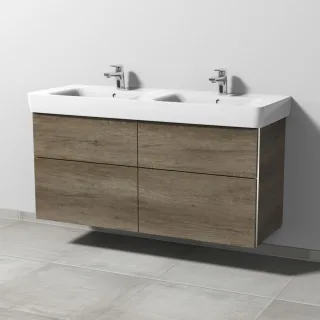 Sanipa 3way Waschtischunterbau zu Geberit Renova Plan Waschtisch mit 4 Auszügen, Eiche-Nebraska BR88237